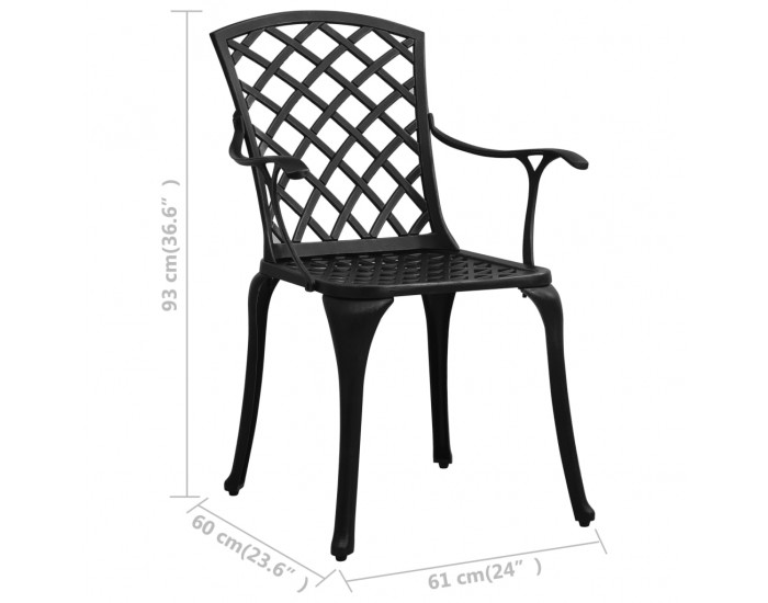 Sonata H Градински столове, 4 бр, лят алуминий, черни