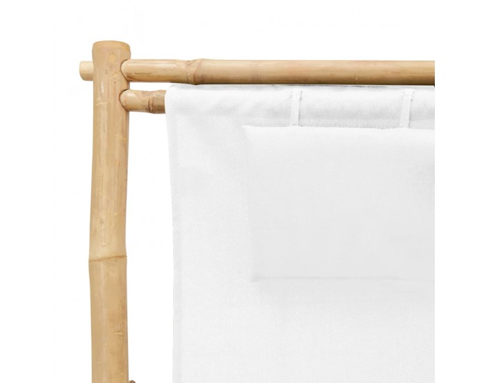 Sonata H Стол шезлонг, бамбук и канава, кремавобял