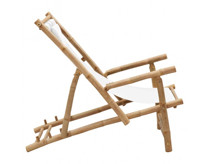 Sonata H Стол шезлонг, бамбук и канава, кремавобял