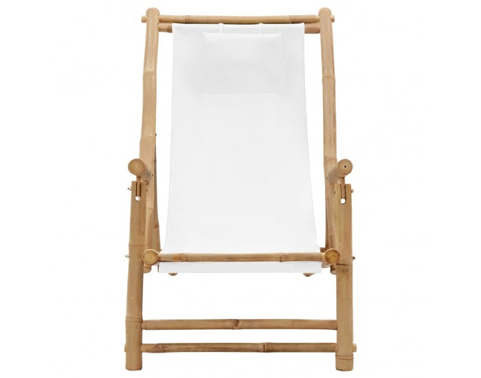 Sonata H Стол шезлонг, бамбук и канава, кремавобял