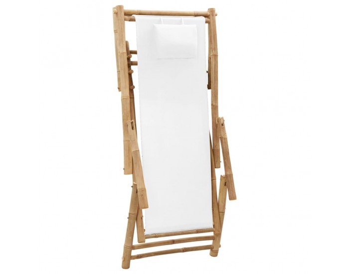 Sonata H Стол шезлонг, бамбук и канава, кремавобял