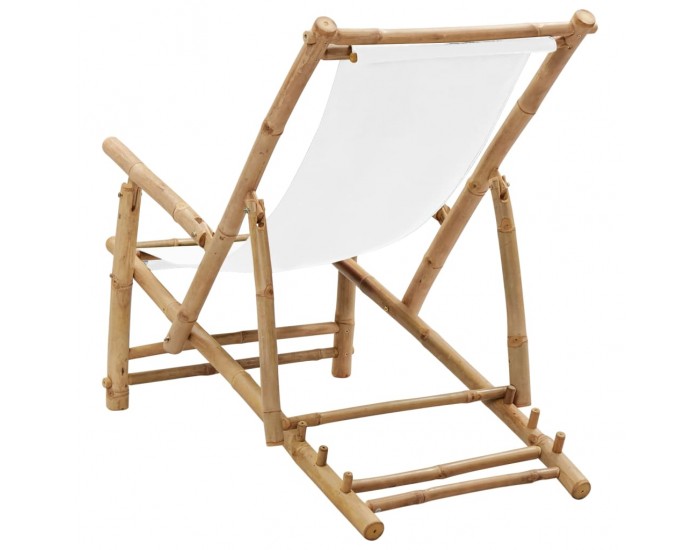 Sonata H Стол шезлонг, бамбук и канава, кремавобял