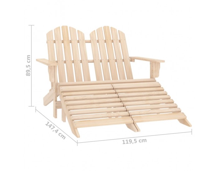 Sonata H 2-местен градински стол/табуретка Адирондак, чам