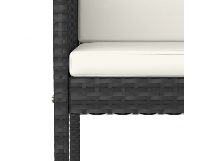 Sonata H Бар табуретки с възглавници, 2 бр, черен полиратан