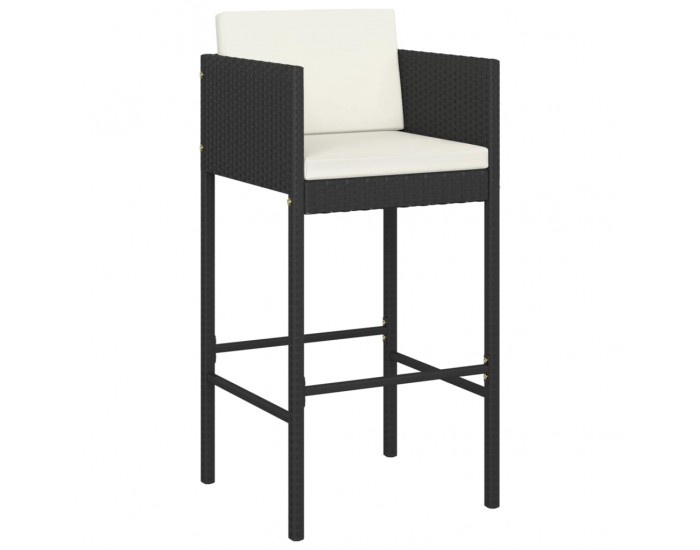 Sonata H Бар табуретки с възглавници, 2 бр, черен полиратан