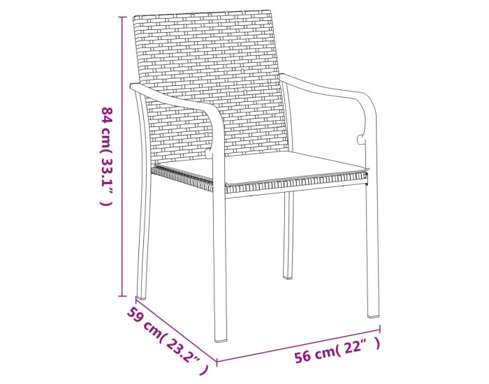 Sonata H Градински стол с възглавници 2 бр кафяв 56x59x84 см полиратан