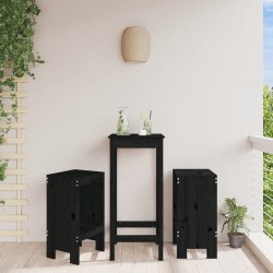 Sonata H Бар табуретки 2 бр черни 40x36x75 см борово дърво масив - Градински столове