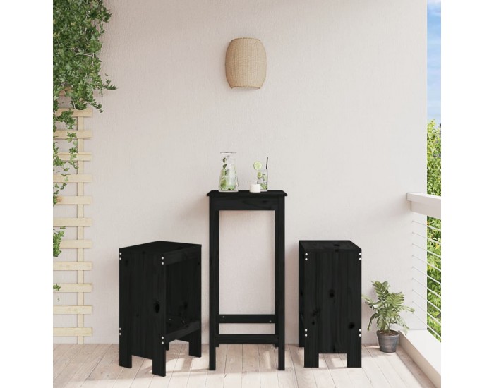 Sonata H Бар табуретки 2 бр черни 40x36x75 см борово дърво масив Sonata H Бар табуретки 2 бр черни 40x36x75 см борово дърво масив