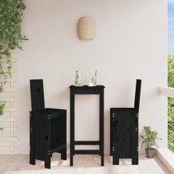 Sonata H Бар табуретки 2 бр черни 40x42x120 см борово дърво масив - Градински столове