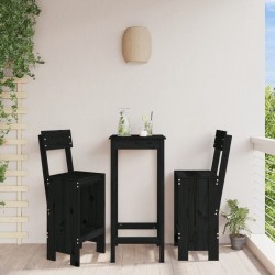 Sonata H Бар табуретки 2 бр черни 40x48,5x115,5 см борово дърво масив - Градински столове