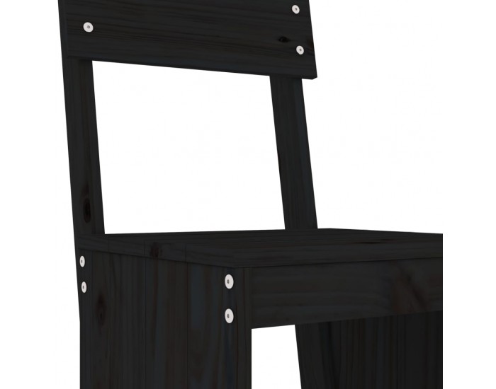 Sonata H Бар табуретки 2 бр черни 40x48,5x115,5 см борово дърво масив