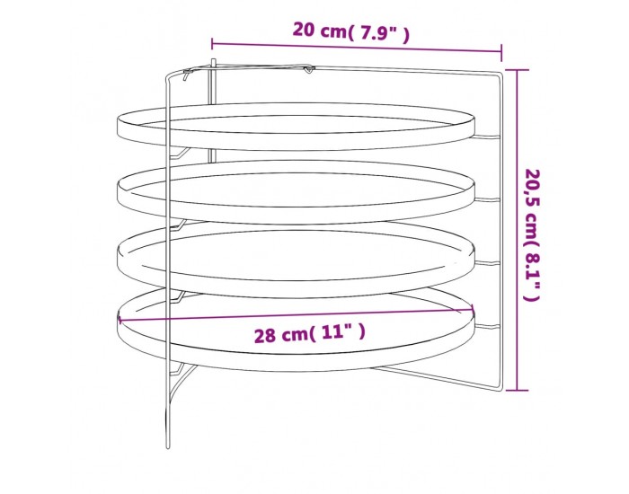 Sonata H Тави за пица 4 бр със стоманена решетка Ø 28 см
