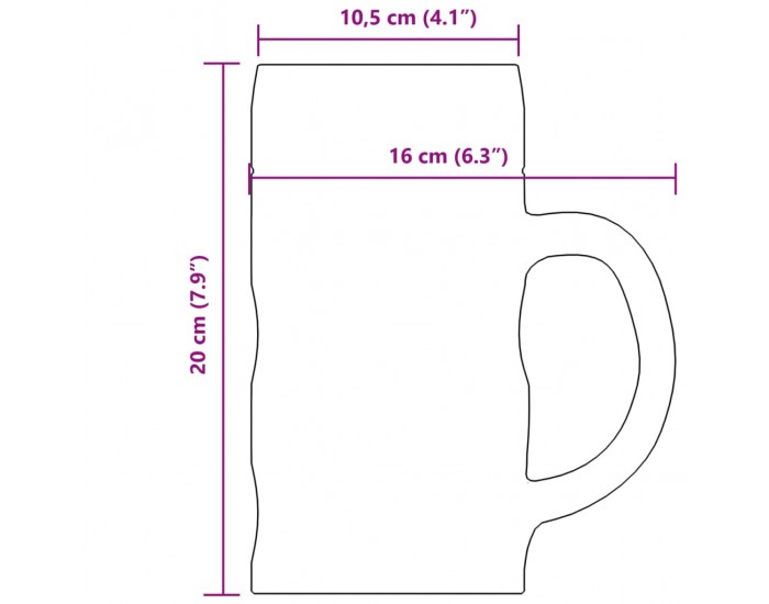 Sonata H Халби за бира с дръжка, стъкло, 6 бр, 1000 мл
