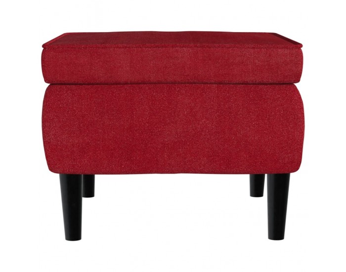 Sonata H Табуретка с дървени крака, виненочервена, кадифе