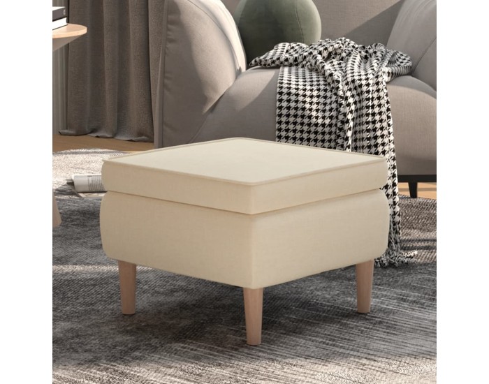 Sonata H Табуретка с дървени крака, кремава, текстил