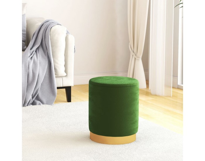 Sonata H Кръгъл хокер за съхранение, зелен, кадифе