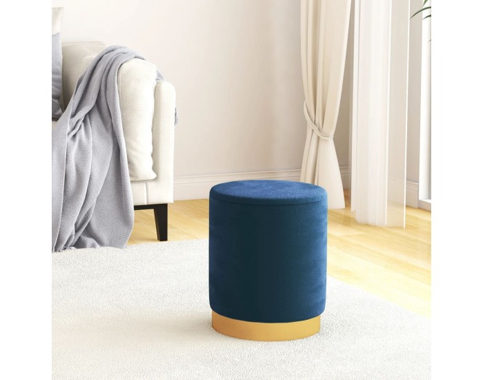 Sonata H Кръгъл хокер за съхранение, син, кадифе