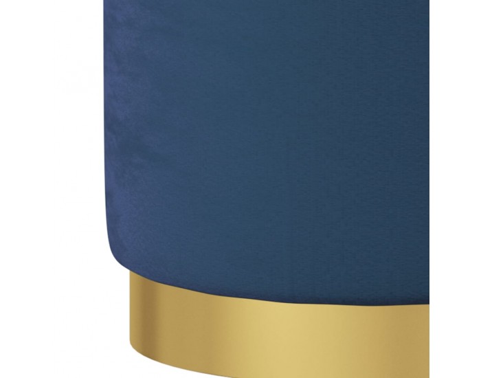 Sonata H Кръгъл хокер за съхранение, син, кадифе