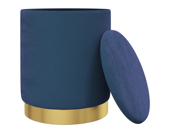 Sonata H Кръгъл хокер за съхранение, син, кадифе