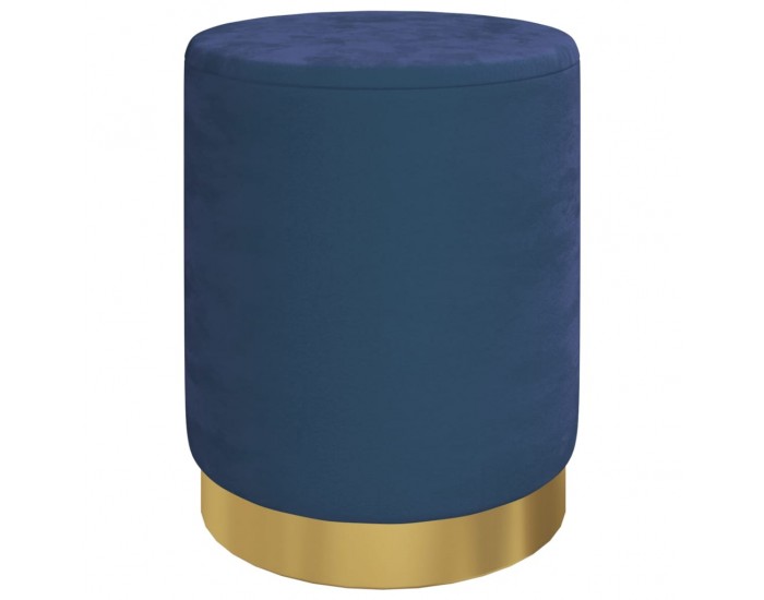 Sonata H Кръгъл хокер за съхранение, син, кадифе