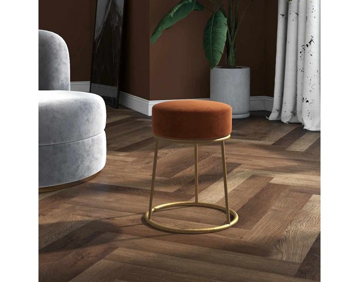 Sonata H Кръгъл хокер, кафяв, кадифе