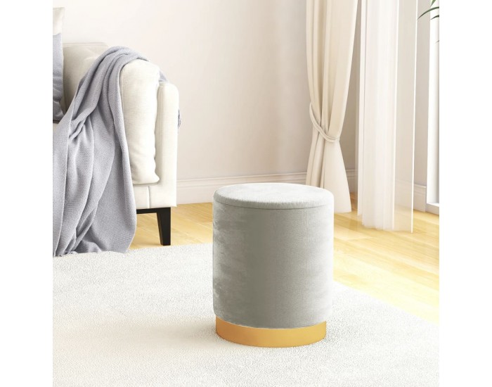 Sonata H Кръгъл хокер за съхранение, светлосив, кадифе