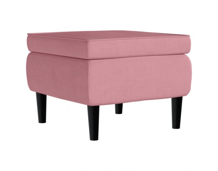 Sonata H Табуретка с дървени крака, розова, кадифе Sonata H Табуретка с дървени крака, розова, кадифе