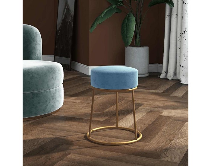 Sonata H Кръгъл хокер, светлосин, кадифе