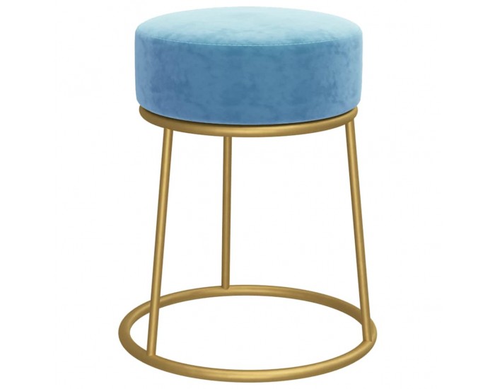 Sonata H Кръгъл хокер, светлосин, кадифе