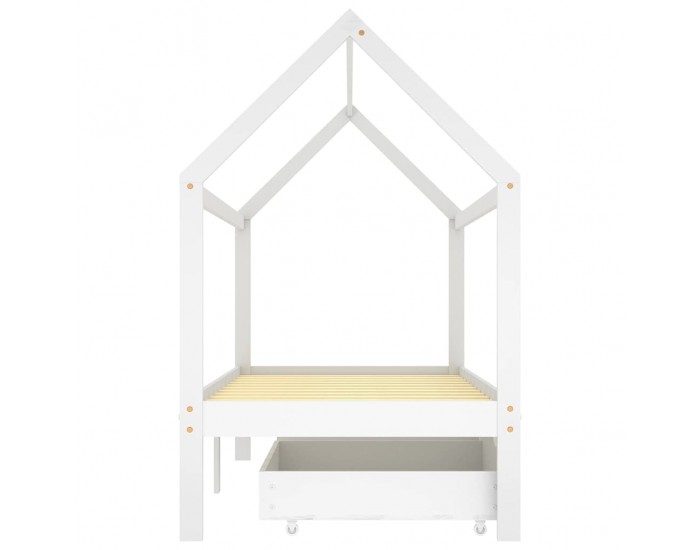 Sonata H Рамка за детско легло с чекмеджета, бяла, бор масив, 90х200 см