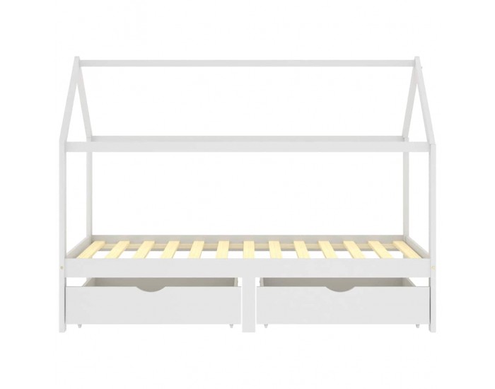Sonata H Рамка за детско легло с чекмеджета, бяла, бор масив, 90х200 см