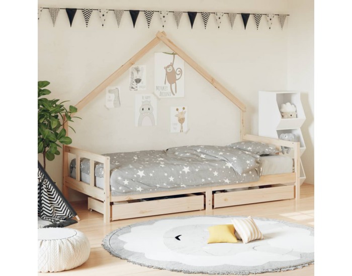 Sonata H Детска рамка за легло с чекмеджета, 90x190 см, бор масив