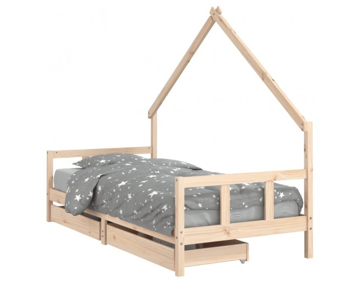 Sonata H Детска рамка за легло с чекмеджета, 90x190 см, бор масив