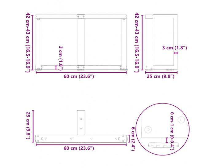 Sonata H Крака за холна маса T-образна 2 бр. естествена 60x25x(42-43) см Sonata H Крака за холна маса T-образна 2 бр. естествена 60x25x(42-43) см