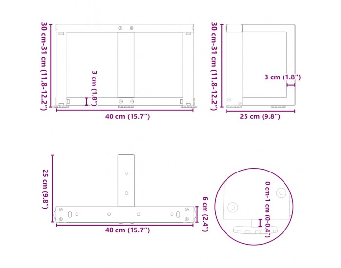 Sonata H Крака за холна маса T-образна 2 бр. естествена 40x25x(30-31) см Sonata H Крака за холна маса T-образна 2 бр. естествена 40x25x(30-31) см