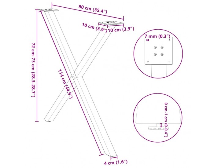 Sonata H Крака за маса за хранене с форма на X 2 бр. естествена