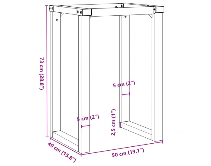 Sonata H Крака за трапезна маса, O-рамка, 50x40x73 см, стомана