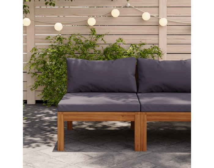 Sonata H Модулен среден диван с тъмносиви възглавници, акация масив