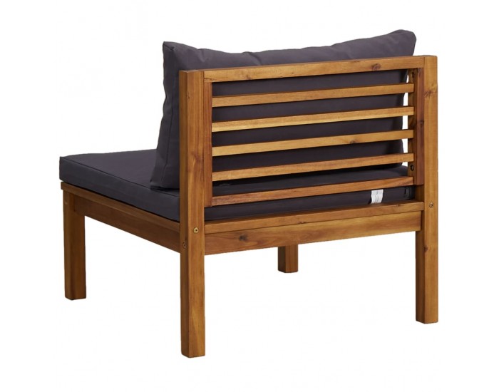 Sonata H Модулен среден диван с тъмносиви възглавници, акация масив