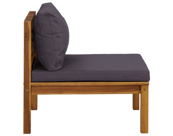 Sonata H Модулен среден диван с тъмносиви възглавници, акация масив