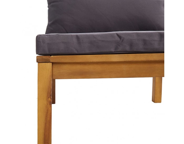 Sonata H Модулен среден диван с тъмносиви възглавници, акация масив