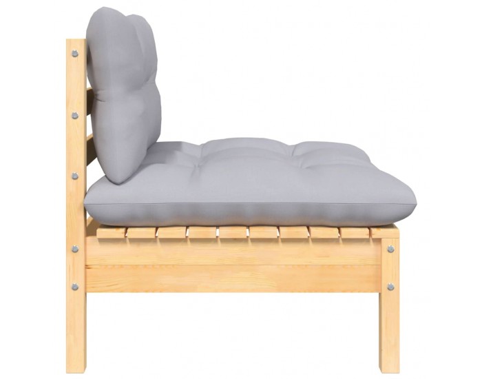 Sonata H 2-местен градински диван със сиви възглавници, бор масив