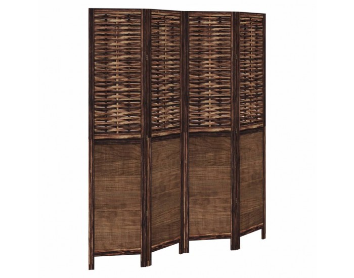 Sonata H Разделител за стая, 4 панела, тъмнокафяв, дърво пауловния масив