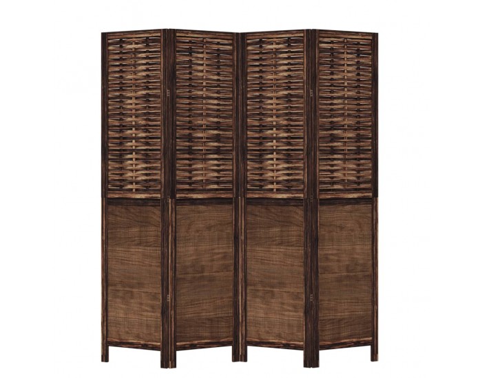 Sonata H Разделител за стая, 4 панела, тъмнокафяв, дърво пауловния масив
