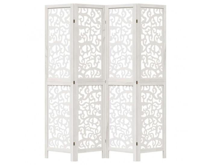 Sonata H Разделител за стая, 4 панела, бял, дърво пауловния масив