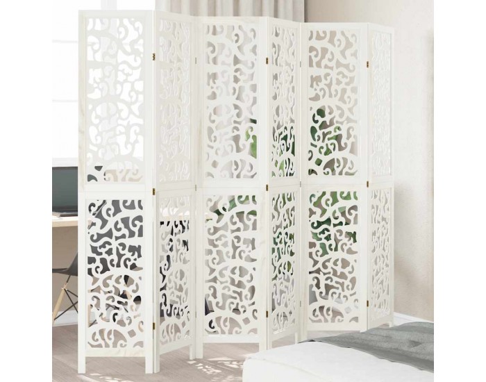 Sonata H Разделител за стая, 6 панела, бял, дърво пауловния масив