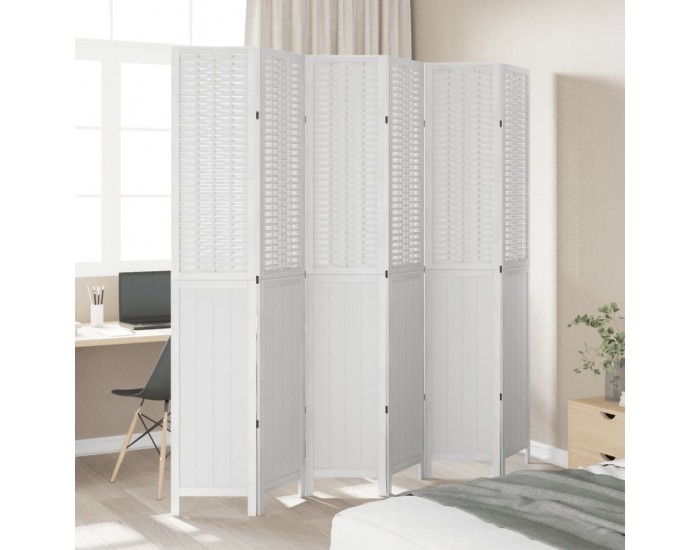 Sonata H Разделител за стая, 6 панела, бял, дърво пауловния масив
