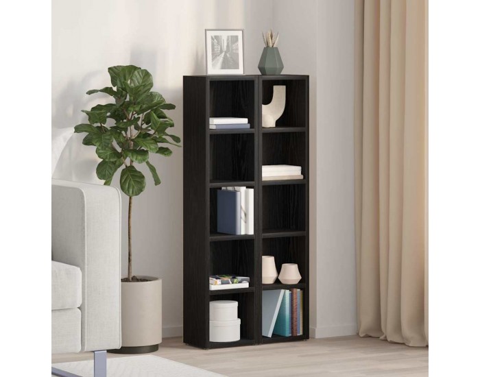 Sonata H CD шкафове, 2 бр, черно и дъб, 21x16x93,5 см, инженерно дърво