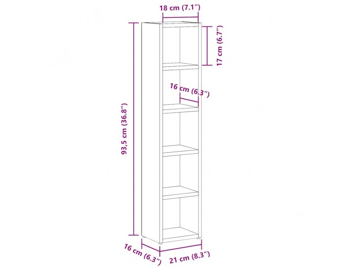 Sonata H CD шкафове, 2 бр, черно и дъб, 21x16x93,5 см, инженерно дърво
