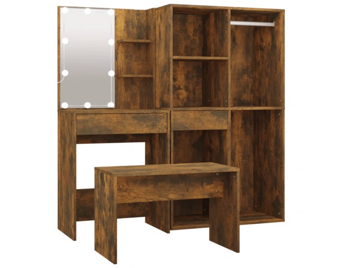 Sonata H Комплект тоалетка с LED, опушен дъб, инженерно дърво